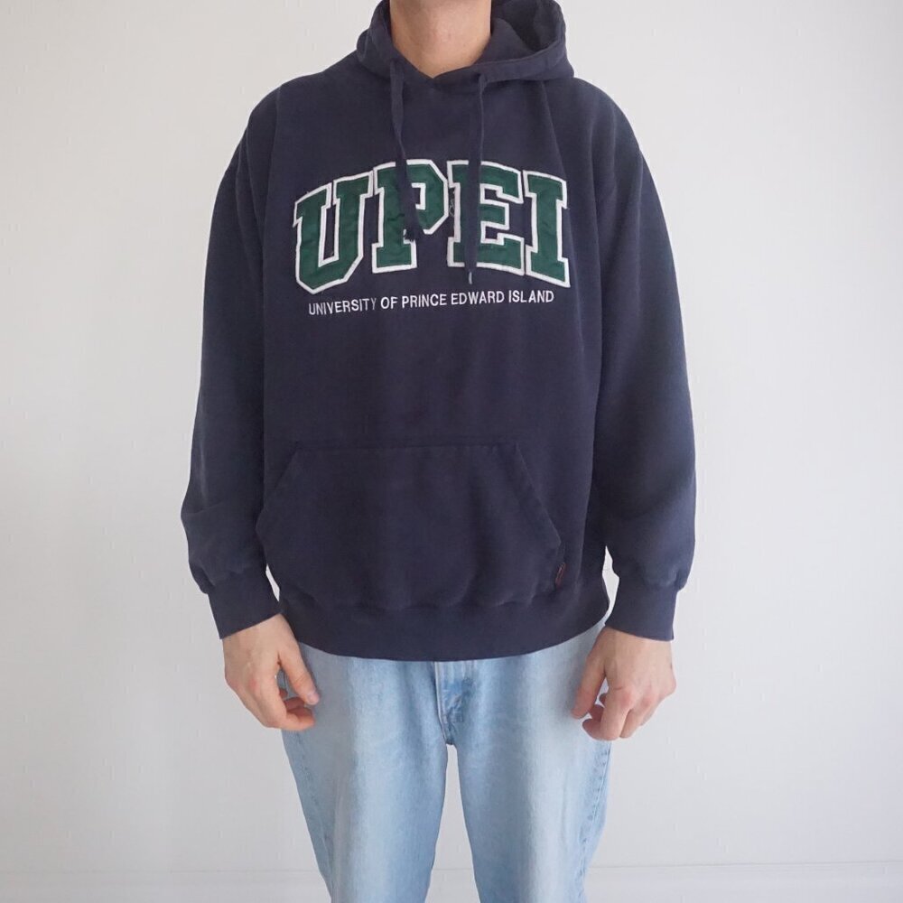 VTG Hotline University Of Prince Edward Island Navy Green Hoodie Sweatshirt XL